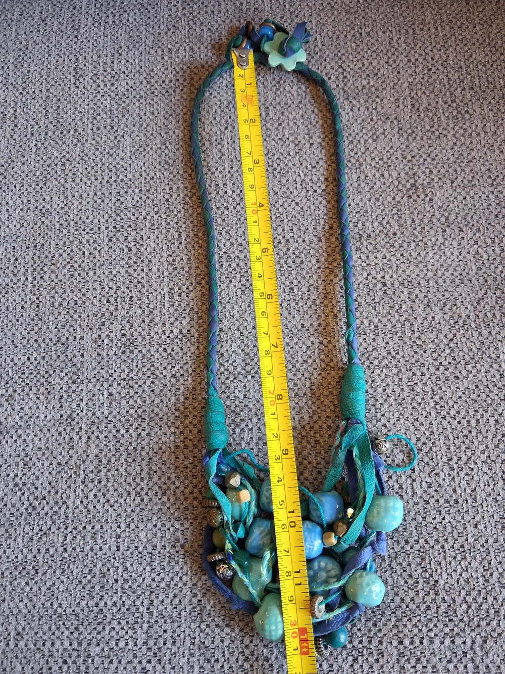 Handcrafted Turquoise Blue Ceramic Bead Statement Necklace